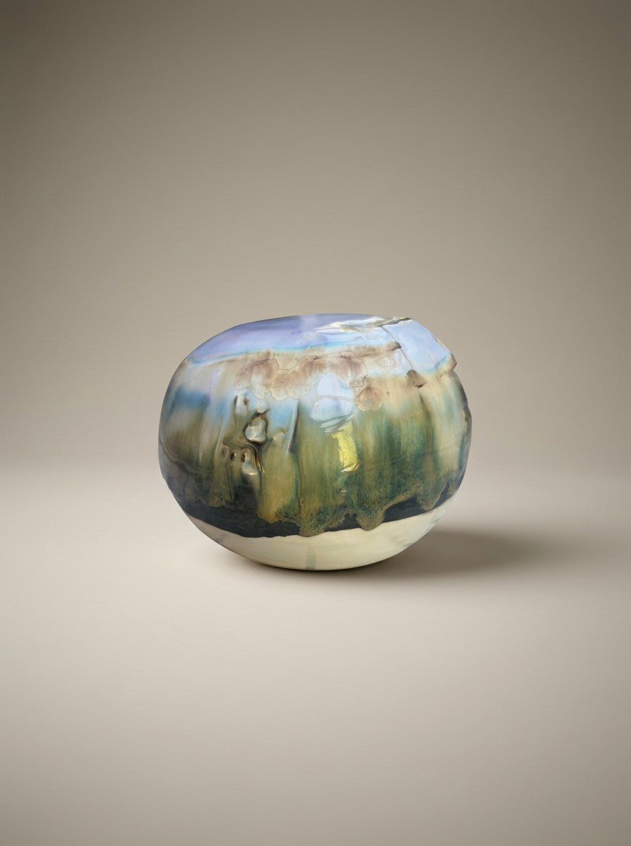 Porcelain Sphere with Natural Fissures